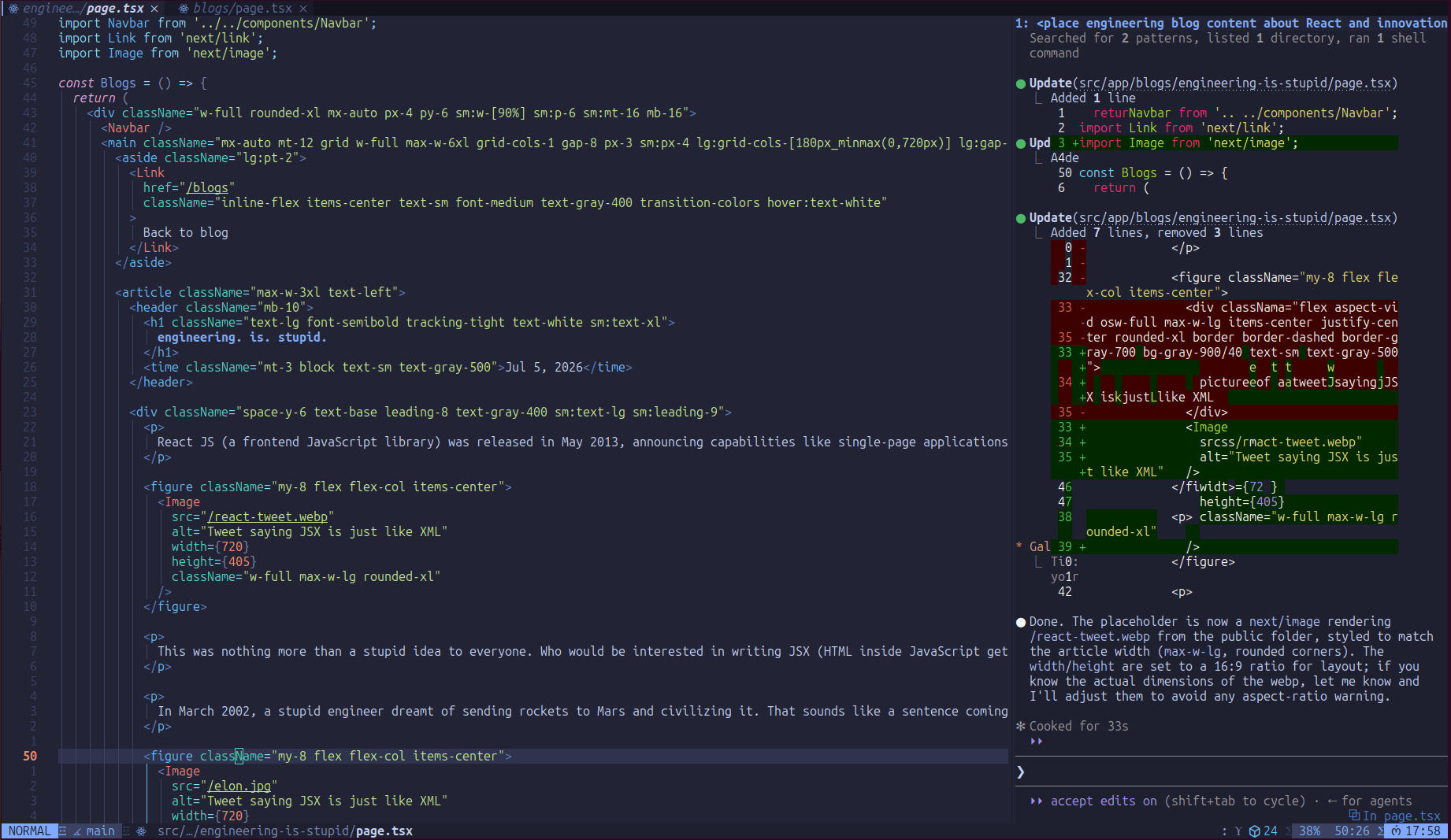Tweet saying JSX is just like XML